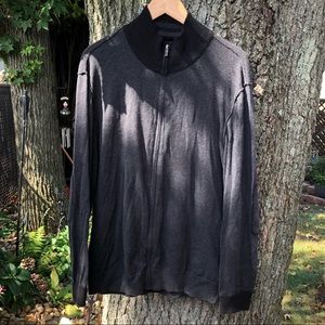 Kenneth Cole Mock Neck Zip Sweater XXL Charcoal Lightweight Classic Minimalist